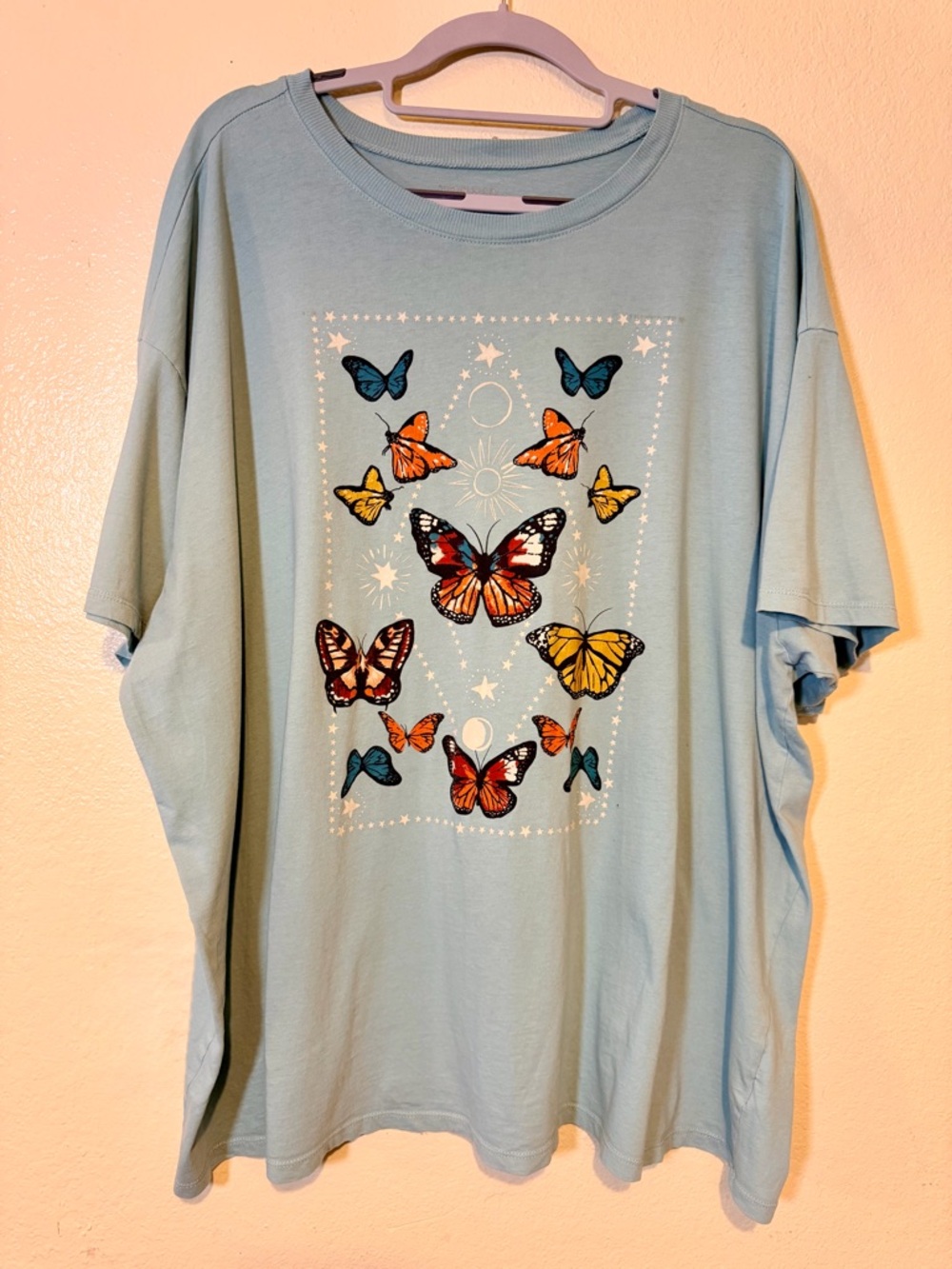Torrid Oversized Light Blue Butterfly Graphic Tee